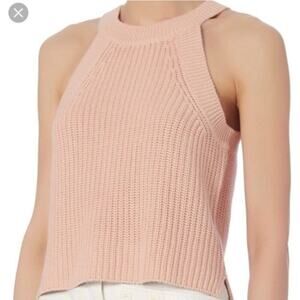 Intermix | Rivington High Neck Knit Halter Sweater Top Ribbed Blush Pink Medium
